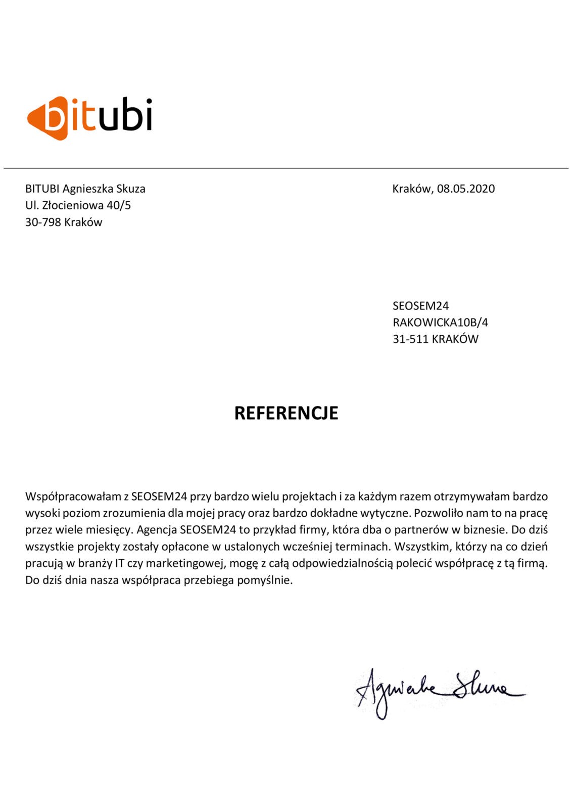 Bitubi referencje dla uniqcosta.com