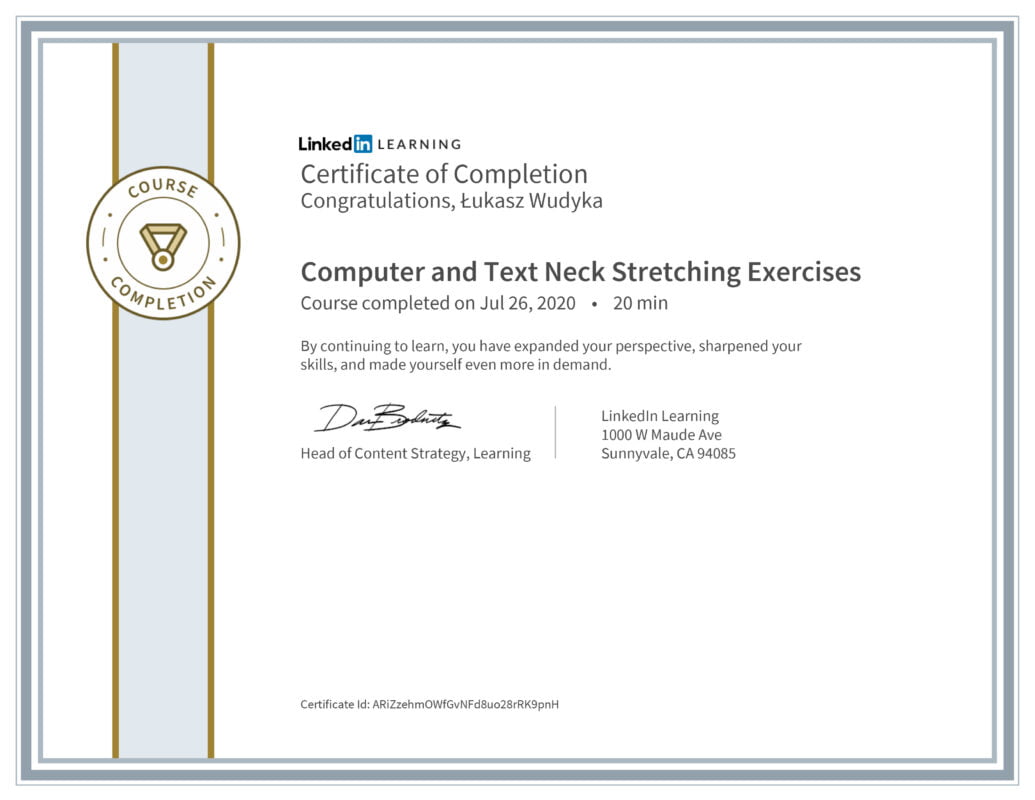 Łukasz Wudyka opinie - Linkedin LEARNING - Computer and Text Neck Stretching Exercises