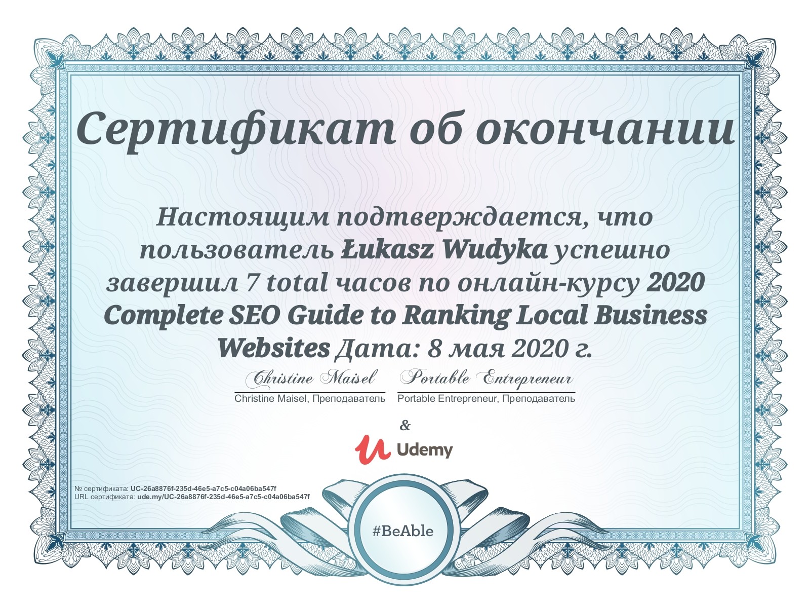 Łukasz Wudyka Opnie o platformach szkoleniowych - Łukasz Wudyka certyfikaty