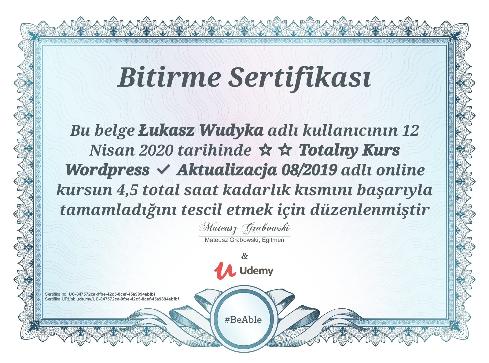 Łukasz Wudyka Opnie o platformach szkoleniowych - Łukasz Wudyka certyfikaty