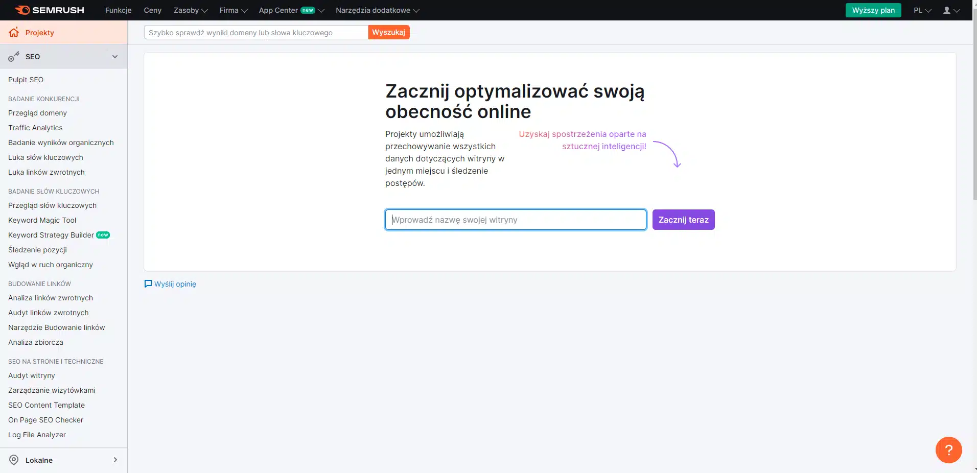 Semrush - narzędzie wykorzystywane do analizy konkurencji oraz pozycjonowania