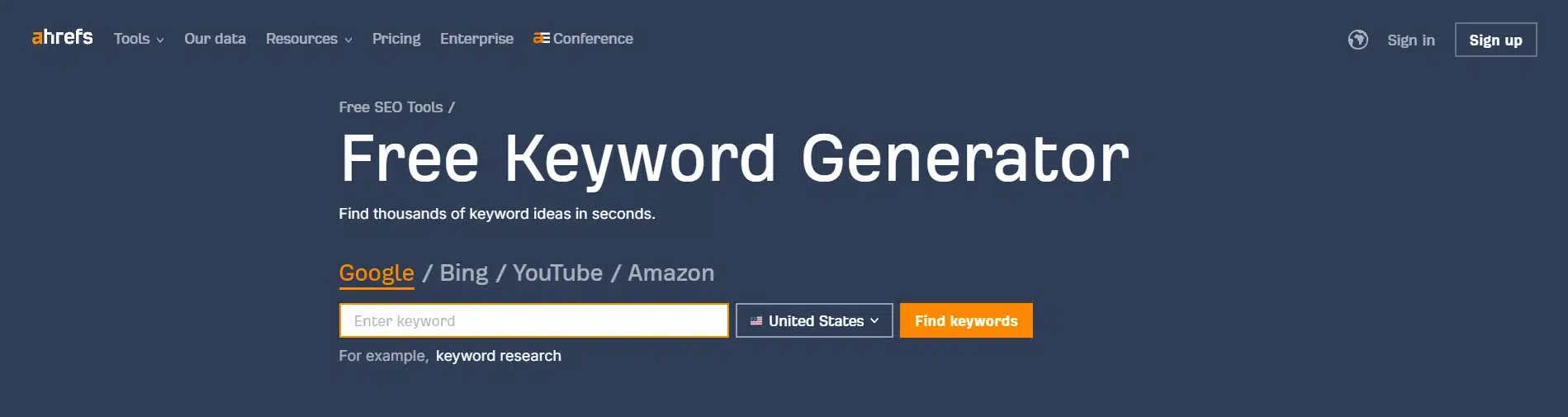 Ahrefs Keyword Generator - narzędzie używane przy wyborze słów kluczowych podczas pozycjonowania strony internetowej w Abramowie