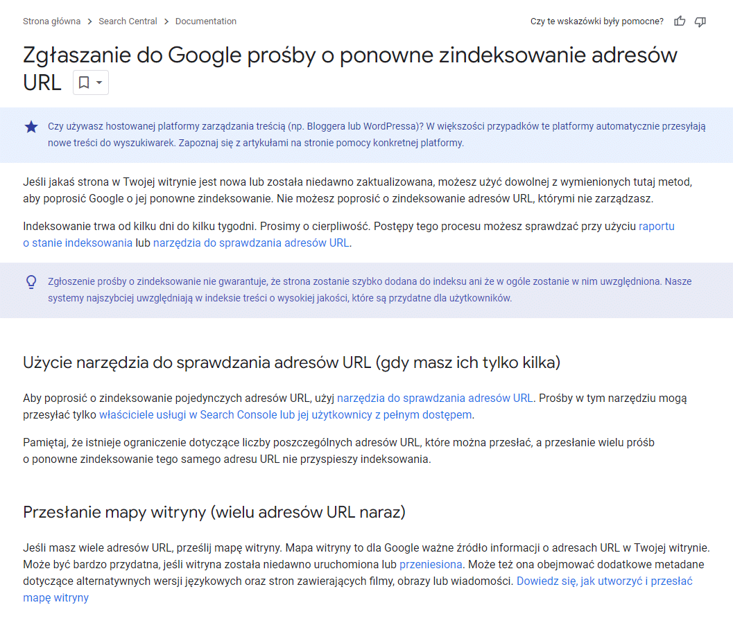 Pozycjonowanie stron www w Głogówku – Pomocniczy artykuł Google na temat indeksowania